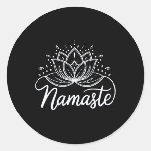 Namaste Lotus Flower Meditation Yoga Mandala Classic Round Sticker