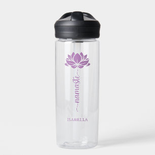 Namaste Lotus Flower Modern Personalised Name Water Bottle