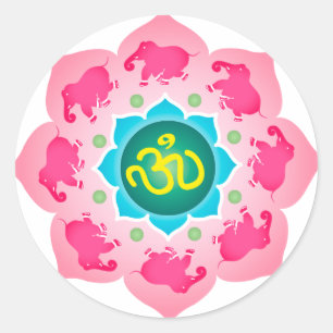 Namaste Lotus Flower Om Yoga Classic Round Sticker