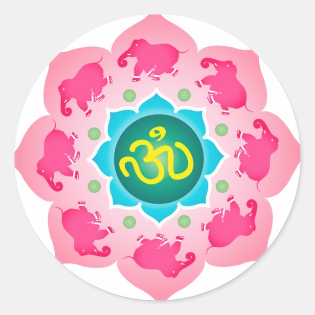 Namaste Lotus Flower Om Yoga Classic Round Sticker (Front)