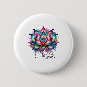 Namaste Lotus Flower Spiritual Energy Zen Yoga Wat 6 Cm Round Badge
