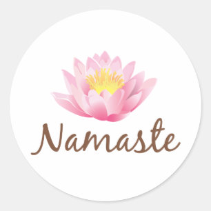 Namaste Lotus Flower Yoga Classic Round Sticker