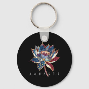 Namaste Lotus Flower Zen Buddhism Yogi Buddhist Bu Key Ring