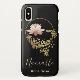 *~* Namaste Lotus Gold Glitter Zen Black Girly iPhone XS Case