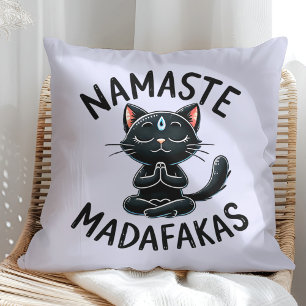 "Namaste Madafakas" Funny Cat Lovers Cushion