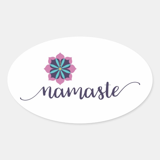 namaste mandala oval sticker (Front)