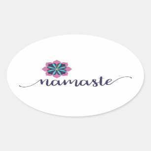 namaste mandala oval sticker