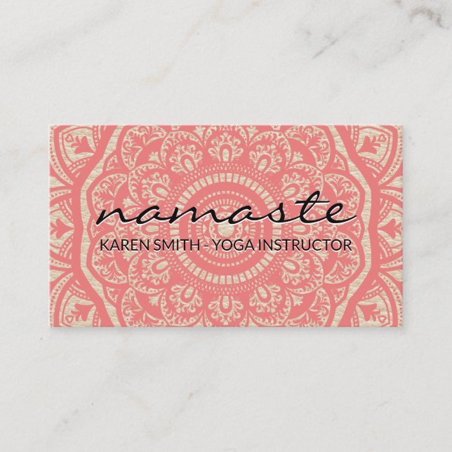 Namaste Mandala Pattern Business Card (Front)