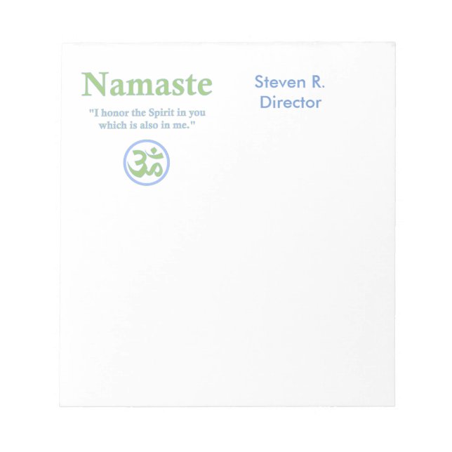 Namaste meaning with Om Symbol Notepad (Front)