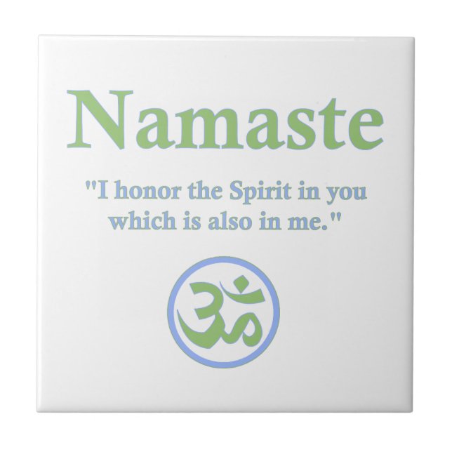 Namaste meaning with Om Symbol Tile (Front)