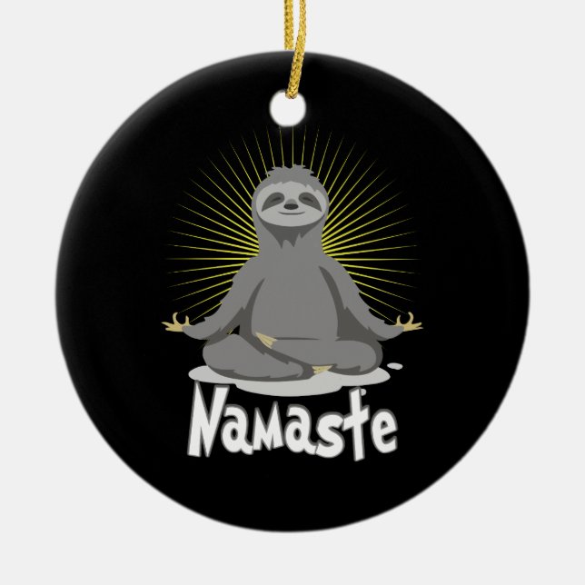 Namaste Meditating Yoga Sloth Ceramic Tree Decoration (Front)