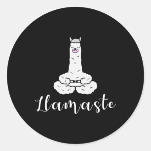 Namaste Meditation Yoga Llama Quote, Llamaste Classic Round Sticker