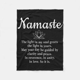Namaste Mindfulness And Spiritual Lotus Flower Yog Fleece Blanket