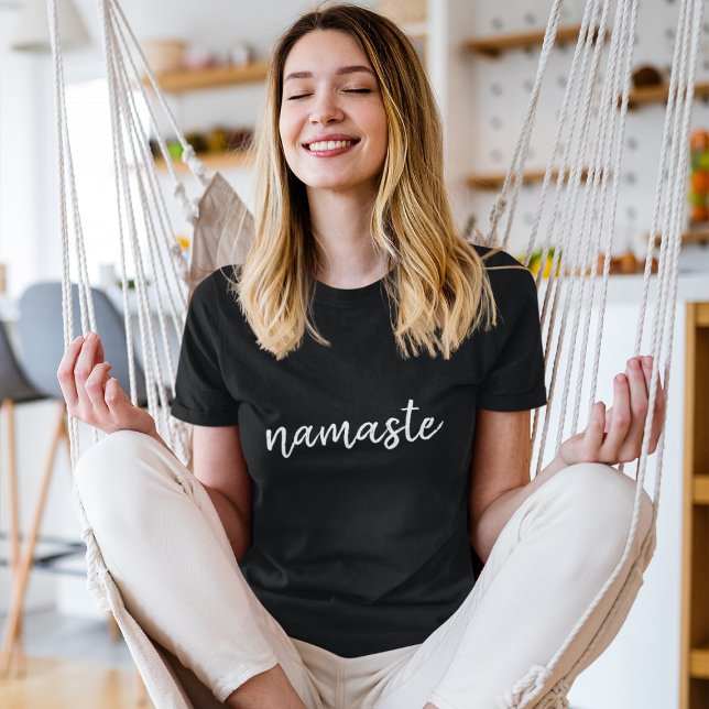 Namasté | Modern Black Meditation Spiritual Yoga T-Shirt (Creator Uploaded)