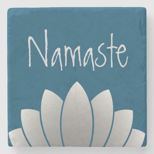 Namaste Modern Lotus Floral Stone Coaster (Front)