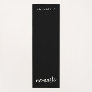 Namaste Modern Name Spiritual Meditation Black Yoga Mat