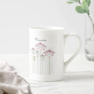 Namaste Modern Pink Lotus Flower Bone China Mug