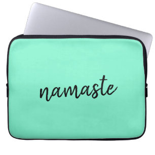 Namaste Neo Mint Green Modern Yoga Spiritual Laptop Sleeve