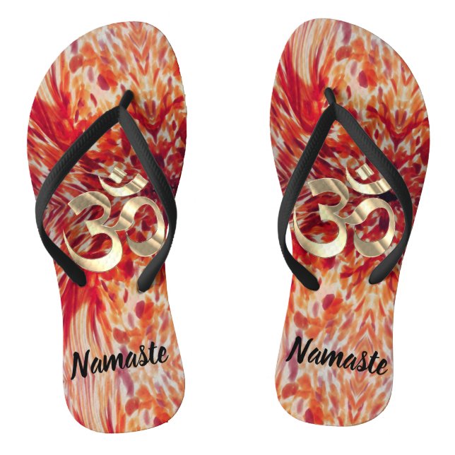 Namaste OM Abstract Paint Strokes Flip Flops (Footbed)
