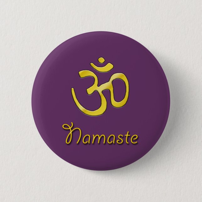 Namaste Om Crown chakra/DIY Background Colour 6 Cm Round Badge (Front)