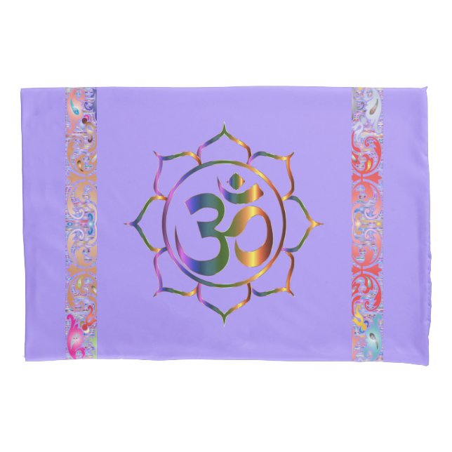 Namaste Om Lotus Rainbow Spiritual Personalised Pillowcase (Front)