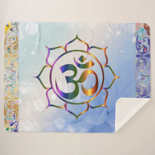 Namaste Om Lotus Rainbow Spiritual Vintage Sherpa Blanket