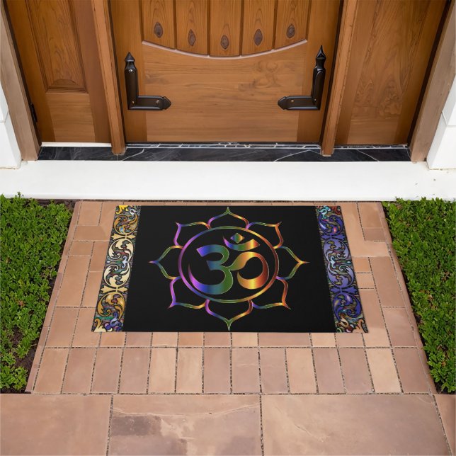 Namaste Om Lotus Rainbow Vintage Doormat (Outdoor)