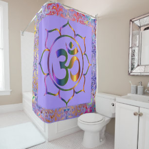 Namaste Om Lotus Rainbow Vintage Show Shower Curta Curtain
