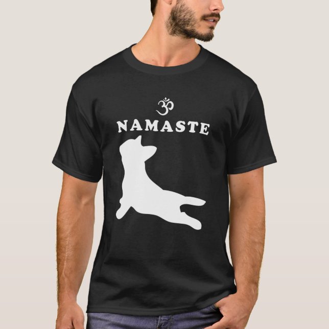 Namaste Om Symbol French Bulldog Funny Yoga Gift F T-Shirt (Front)