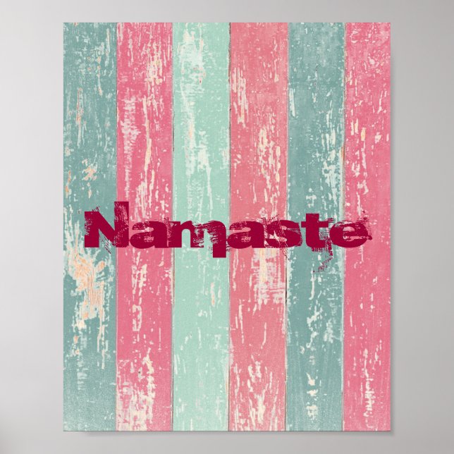 Namaste on Grunge Stripes Poster (Front)