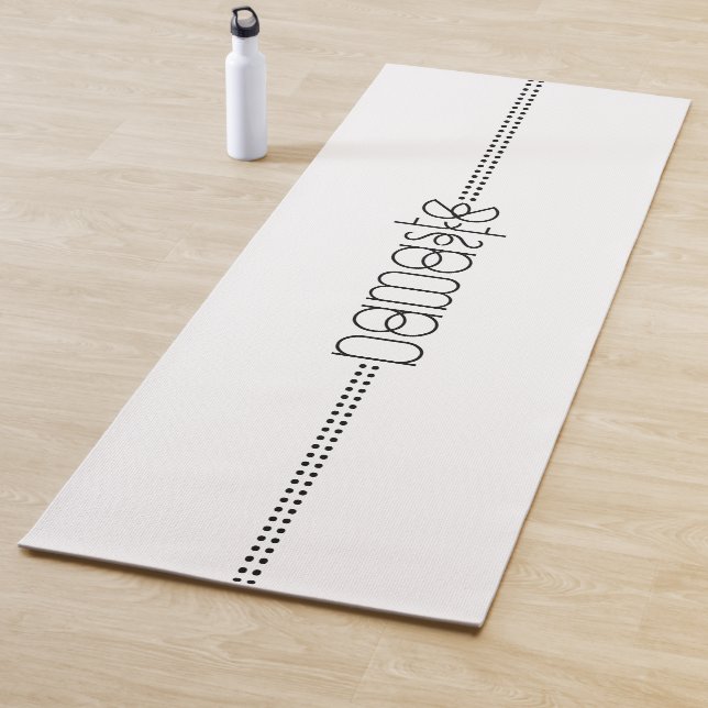 Namaste or Your Name as Alien Glyphs Unique White Yoga Mat (In Situ)