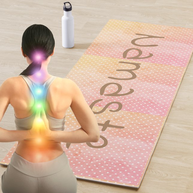Namaste Orange Pink Watercolor Yoga Mat (Creator Uploaded)