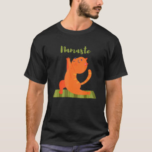 Namaste Orange Tabby Kitty Cat for Yoga Instructor T-Shirt