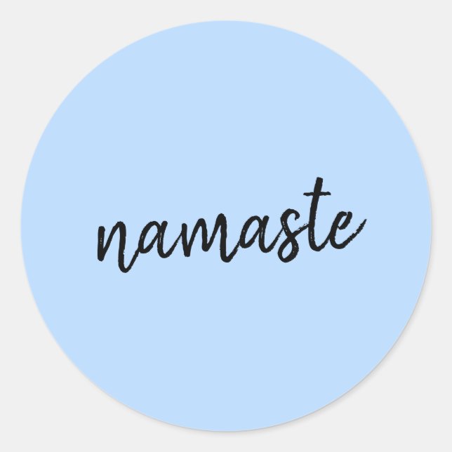 Namasté | Pastel Blue Yoga Spiritual Salutation Classic Round Sticker (Front)