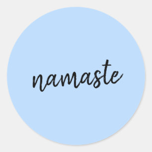 Namasté   Pastel Blue Yoga Spiritual Salutation Classic Round Sticker