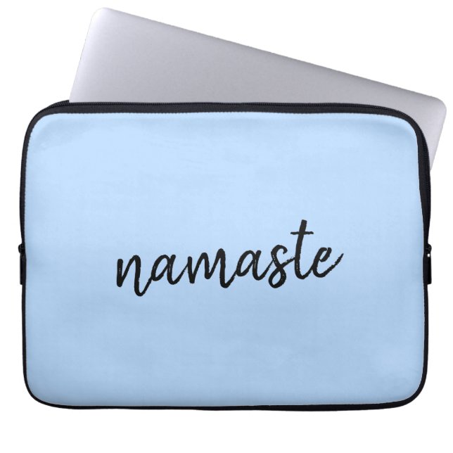 Namasté | Pastel Blue Yoga Spiritual Salutation Laptop Sleeve (Front)