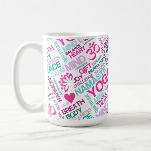 Namaste, Peace and Harmony Pink YOGA Pattern Coffee Mug
