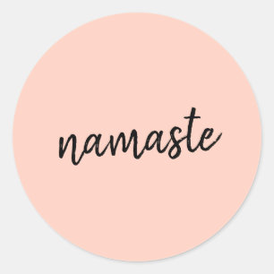 Namaste   Peachy Pink Modern Yoga Meditation Classic Round Sticker
