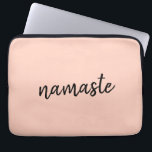 Namaste | Peachy Pink Modern Yoga Meditation Laptop Sleeve<br><div class="desc">Simple, stylish "namaste" quote art design in modern minimalist handwritten script typography on a pastel peachy pink background. The slogan can easily be personalised with your own words for a perfect gift for a yoga bunny or pilates lover! Namasté literally means "greetings to you." In the Vedas, namaste mostly occurs...</div>