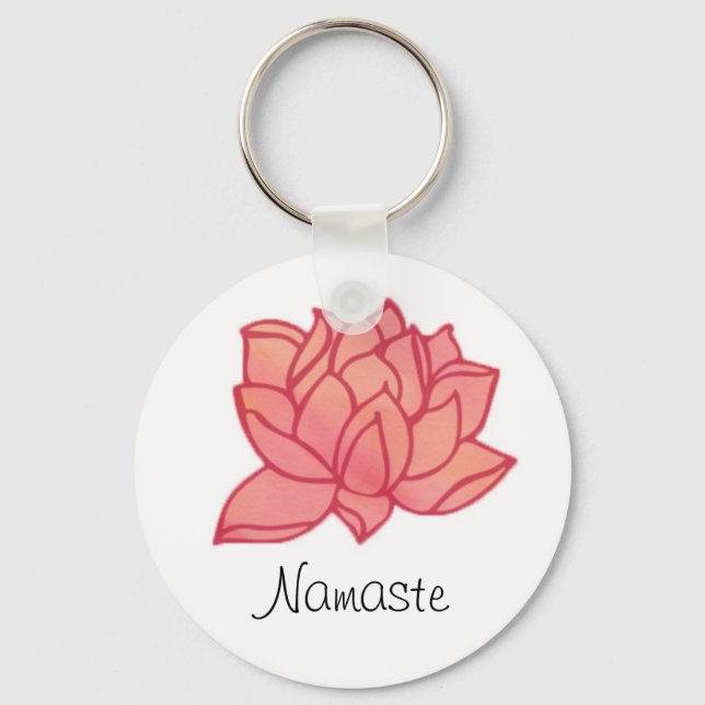 Namaste Pink Lotus KeyChain (Front)