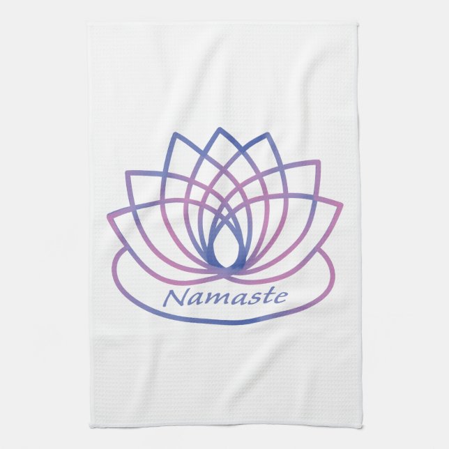 Namaste Purple and Pink Lotus Flower Tea Towel (Vertical)