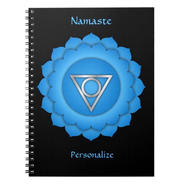 Namaste Quote Blue Throat Chakra Chi Personalise Notebook (Front)