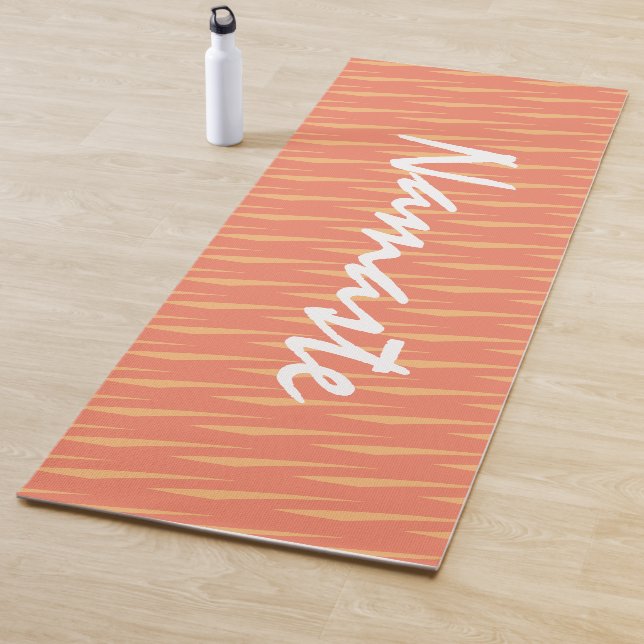 Namaste Quote Orange Pattern Fitness Exercise  Yoga Mat (In Situ)
