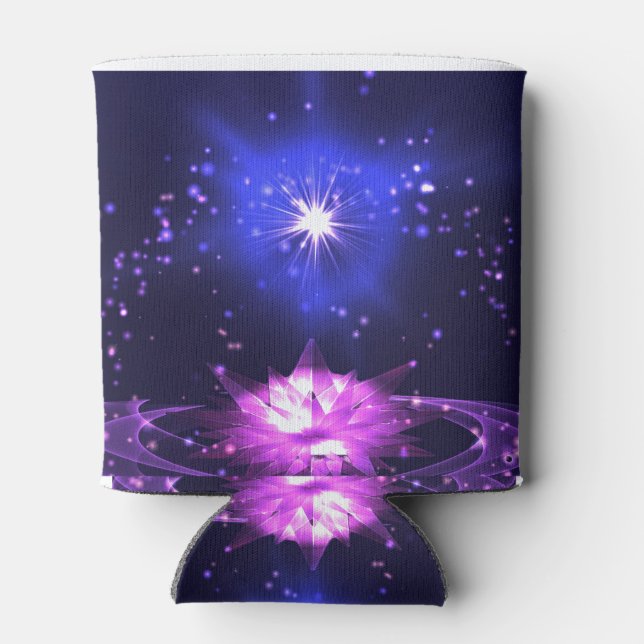 Namaste Quote Purple Crystal Lotus & Star Can Cooler (Back)