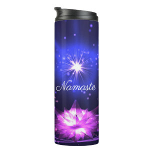 Namaste Quote Purple Crystal Lotus & Star Thermal Tumbler