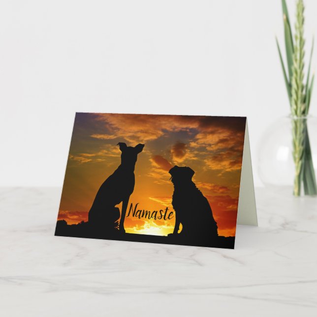 Namaste Quote Thank You Animal Dog Friends Sunset Card (Front)