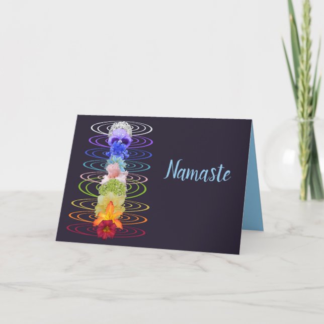Namaste Quote Thank You Chakra Flower Spiritual Card (Front)