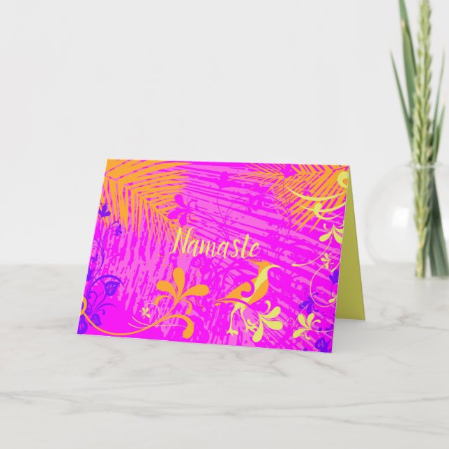 Namaste Quote Thank You Spring Tropical Floral Card (Front)