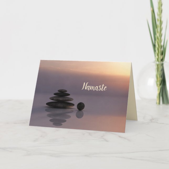 Namaste Quote Thank You Yoga Balance Stones Card (Front)