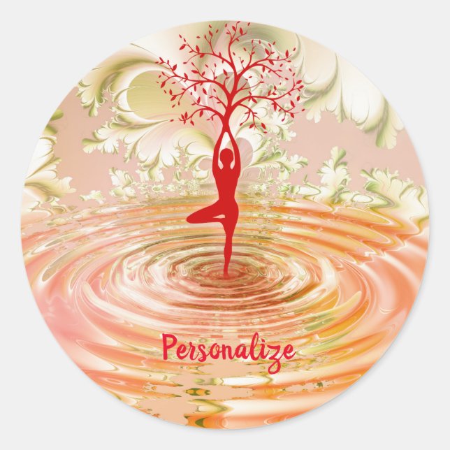 Namaste Quote Tree of Life Zen Yoga Classic Round Sticker (Front)